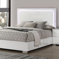 Queen White LED Gloss Bed Frame Brand New In Box