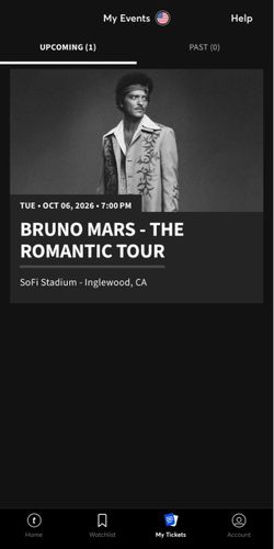 Bruno Mars The Romantic Tour Ticket