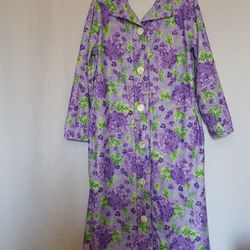Anthony Richards Purple Green Floral Long Sleeve Robe Size Petite Small