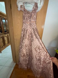 Rose Gold Glitter Sequin Ball Gown