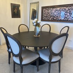 🪑🖤 Restoration Hardware Dining Set – Table + 6 Chairs | $3,000 – LIKE NEW 🖤🪑 