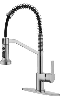 Kitchen Faucet with Pull Down Sprayer,Brushed Nickel Kitchen faucets,Commercial Brass Spring Kitchen Faucet, Single Handle Kitchen Sink Faucet with De