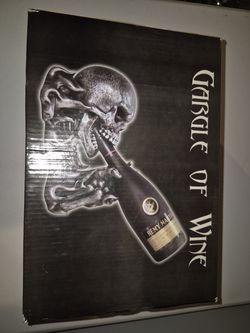 DWK Gargle of Wine Skeleton Skull in Flames Decorative Wine Bottle Holder Kit...