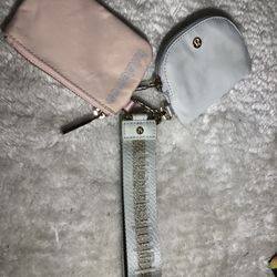 Lululemon Dual Pouch Wristlet In Vapor Gold White 