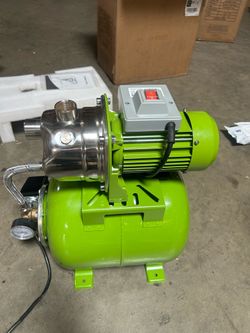 1.6HP Shallow Well Pump with Pressure Tank, 115v Stainless Steel Garden Irrigation Pump, Pressure Switch Automatic Water Pressure Booster Pump, Booste