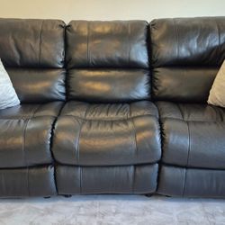 Black Leather 3 Piece Couch Set