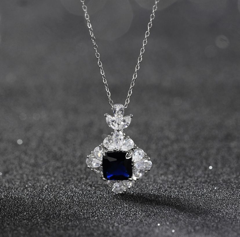 925 Sterling Silver Necklace Gift Idea 8+AAAA Cubic Zirconia