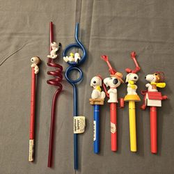 Snoopy Pens, Pencil, Crazy Straws