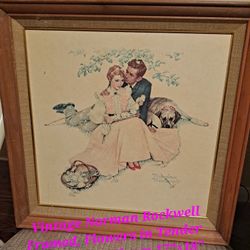Vintage Norman Rockwell Framed, Flowers In Tender Bloom 17"×17"-$45