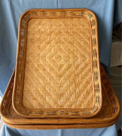Set of 6 vintage woven trays
