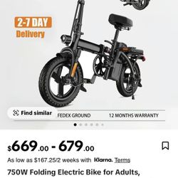 750W Folding E Bike for Adults, Maximum speed 25 MPH, Range 30+ Miles