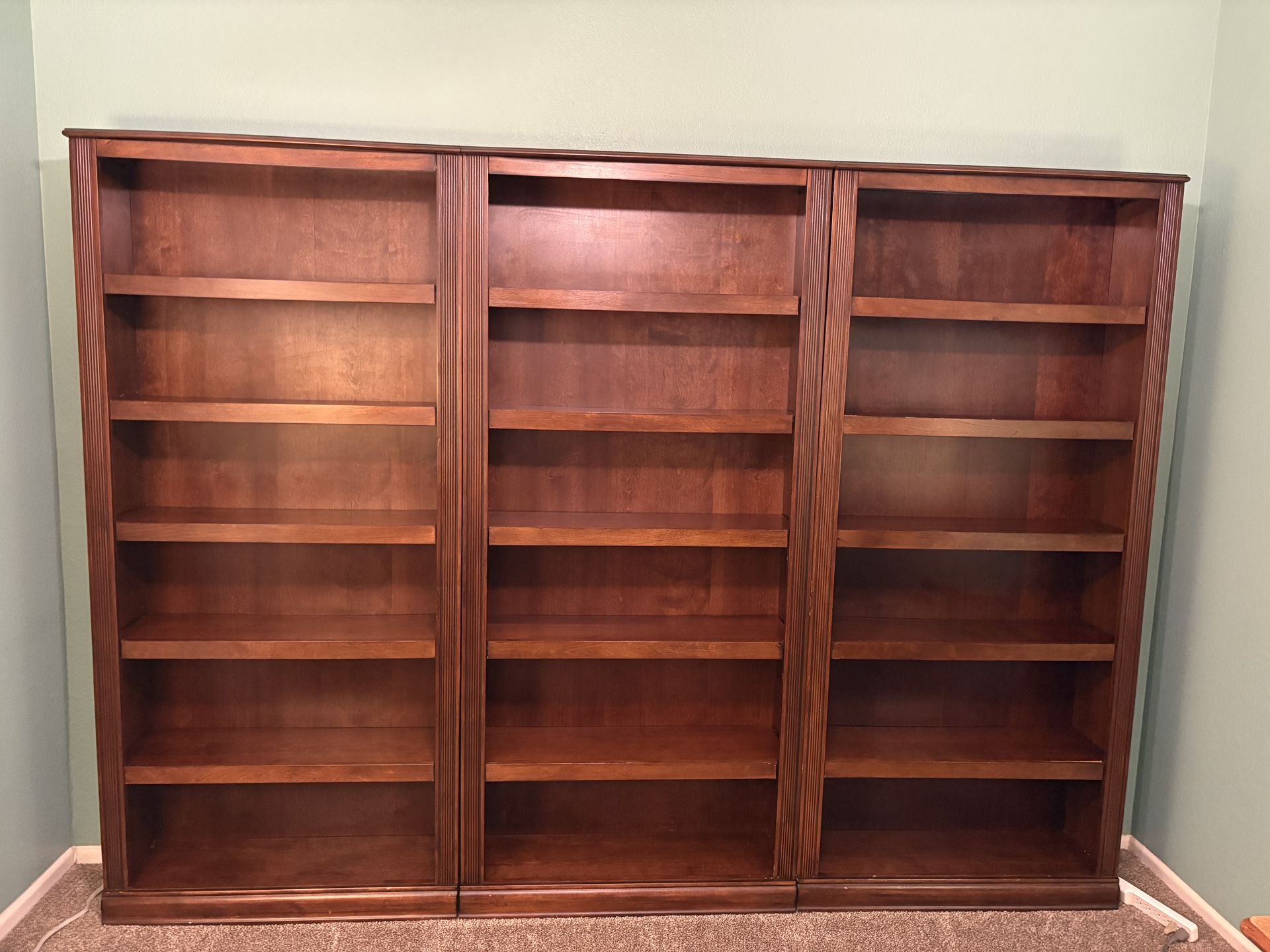 Three Large Wooden Bookcases - Bookshelves