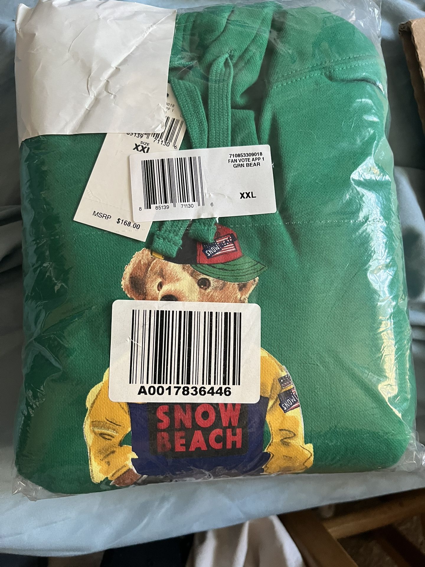Green Polo Snow Beach Bear Hoodie 2XL