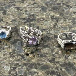 Five Sterling Women’s Rings marked 925 with Gemstones. 