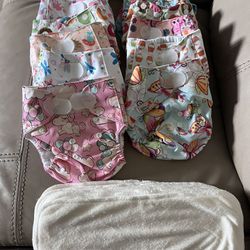 12 Cloth Reusable Diapers And 13 Bamboo Inserts 