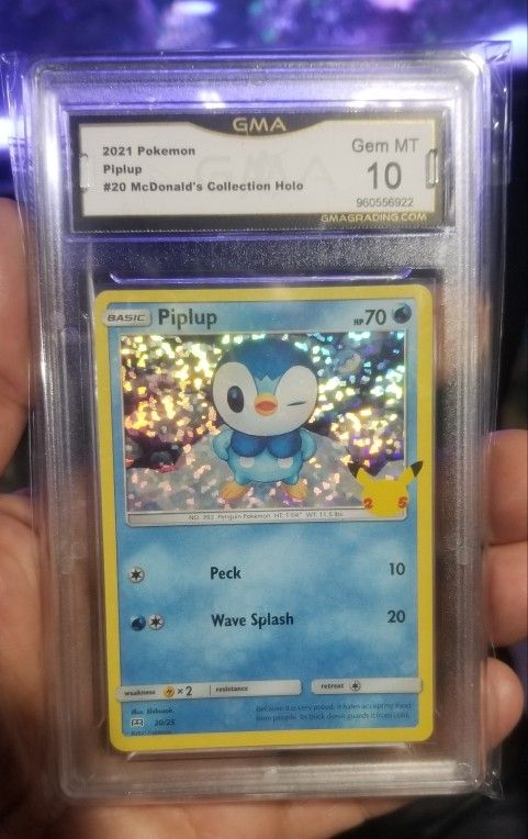FOR SALE / NFT - POKEMON GMA 10 - 2021 MCDONALDS PIPLUP HOLO 25TH ANNIVERSARY #20