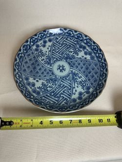 Japanese Arita Ware Blue & White Porcelain Plate – 11 in.