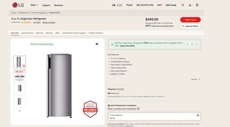  LG Single Door Fridge LRONC0605V – HALF PRICE 