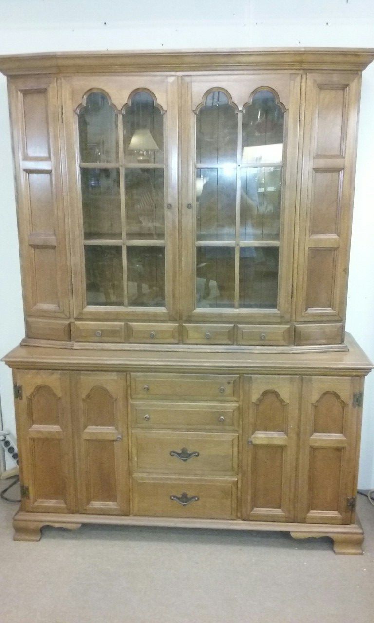 Vintage China Cabinet Hutch Solid Wood