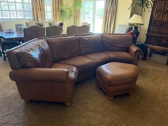 Large Leather Sectional Sofa - Great Man Cave / Garage Couch