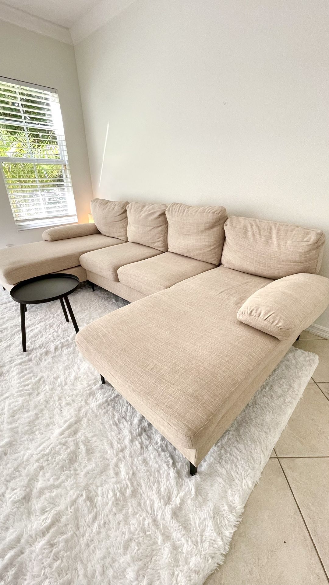 Barez 112" Upholstered Sectional Sofa by Wade Logan® – Beige (100% Polyester)