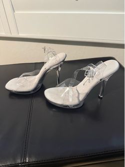 Stiletto Clear Woman Heels/Silver Size 8