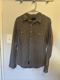 Lucky Brand Men’s Grey  Pearl Snap Shirt Size M
