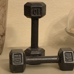 Set of (2) 10lb Hand Weight Hex Cast Iron Metal LIFTING/HIIT/CROSS FIT/SCULPT