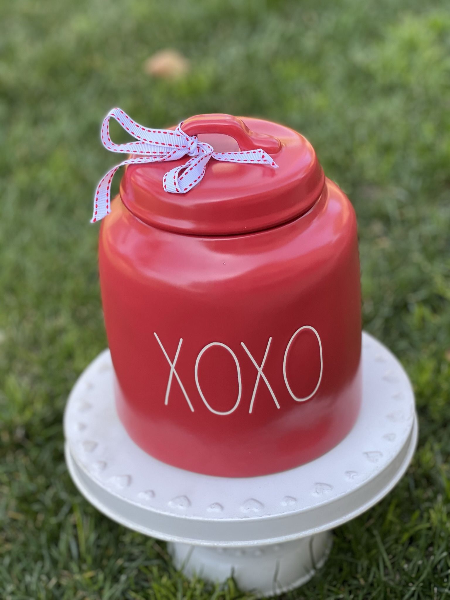 Rae Dunn XOXO Red Matte Canister