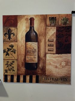 36” x 36” Large Wine Bottle Wall Art Printed On Fabric