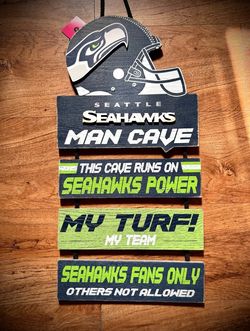 New Wood Seahawks Man Cave Sign