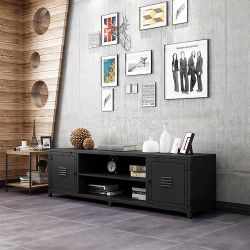 New Small Industrial Black Metal Rectangular TV Stand TV Console with Storage