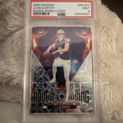 2024 Panini Phoenix JJ McCarthy Rookie Rising Lazer PSA Mint 9 Vikings No RR-JMY