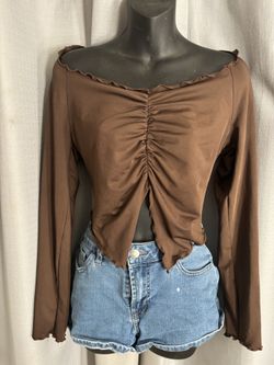 Over The Shoulder Brown Top