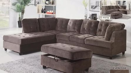 NEW 3-pcs Sectional Sofa Set (Ottoman is included) Espresso