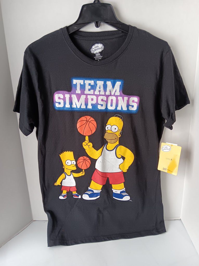 New The Simpsons Mens Graphic Print Basketball Shirt Mens Size Medium Homer Bart