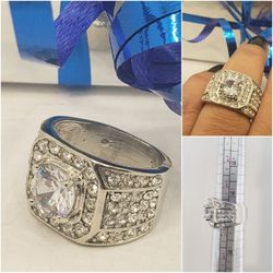 Gorgeous 925 silver Ring PAVE  Cubic Zirconia  Diamonds Size 6, Beautiful vintage Ring. NEW #936
