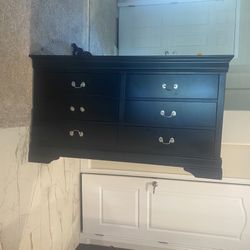 Tall Dresser, Long Dresser With Mirror, And Bed Frame