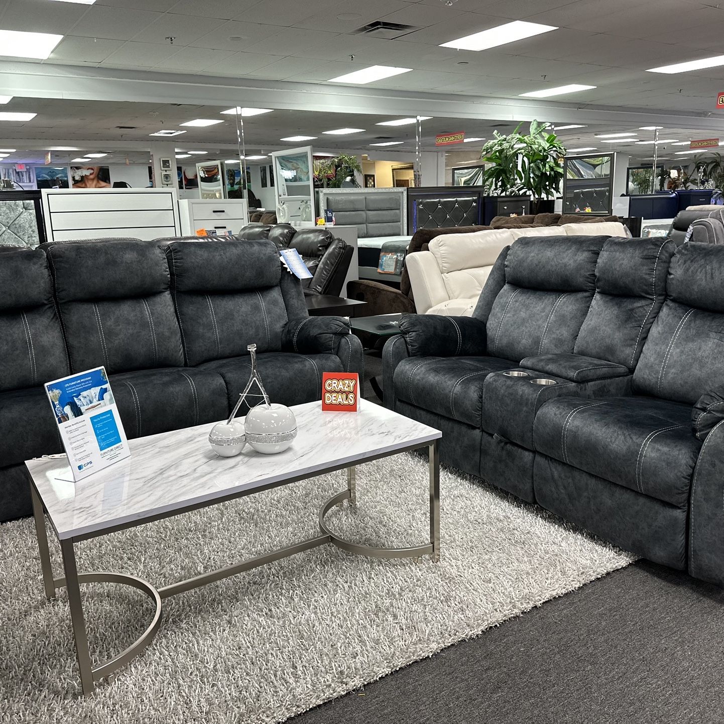 Beautiful Sofa And Loveseat Set Features Storage Drawers, Drop-down Console, Storage Console, And Cupholders 
