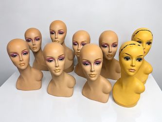 9 Vintage Female Mannequin Wig Heads Cosmetology Beauty School