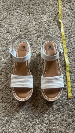 Platform White Ankle Strap Sandals Size 10