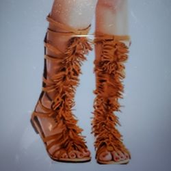 Brandnew Forever link Atta - 20 Fringe Gladiator open toe Knee High sandals back zipper