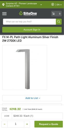 FX M-PL Path Light Aluminum Silver Finish 2W 2700K LED