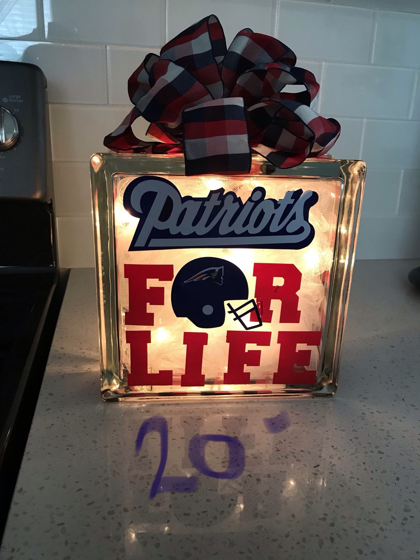 Patriots Glass Block Night Light **last one**** on sale