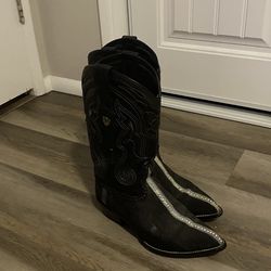 Wild West Genuine Black Stingray Cowboy Boots – Row Stone – Men’s 10 EE