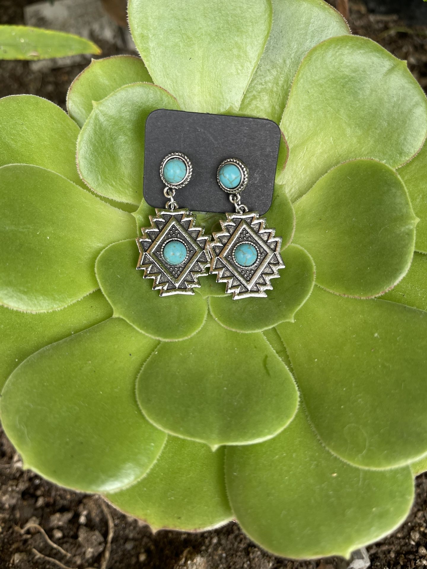 Western Turquoise Drop Earrings