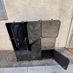 Free 9 Cube Organizer And Tall Black Shelf 