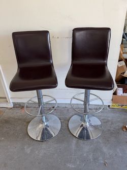Brown Leather Bar Stools
