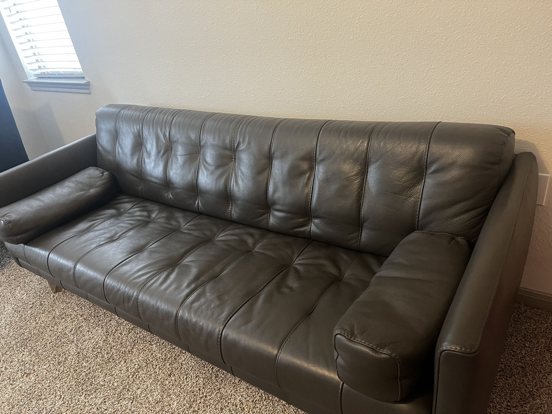 Calia Italia Gray Leather Sofa