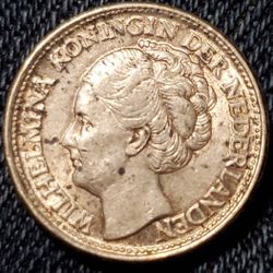 1944 Netherlands 25 Cent Silver Coin! 